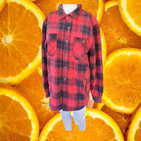 Weatherproof Vintage Red Black Flannel Sherpa Lined Button Up Size Small - Picture 9 of 9